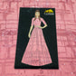 Pink Checks Sequence Embroidery Net Fabric