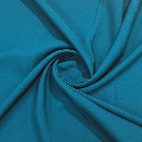 Exclusive Teal Green Solid Malai Crepe Fabric