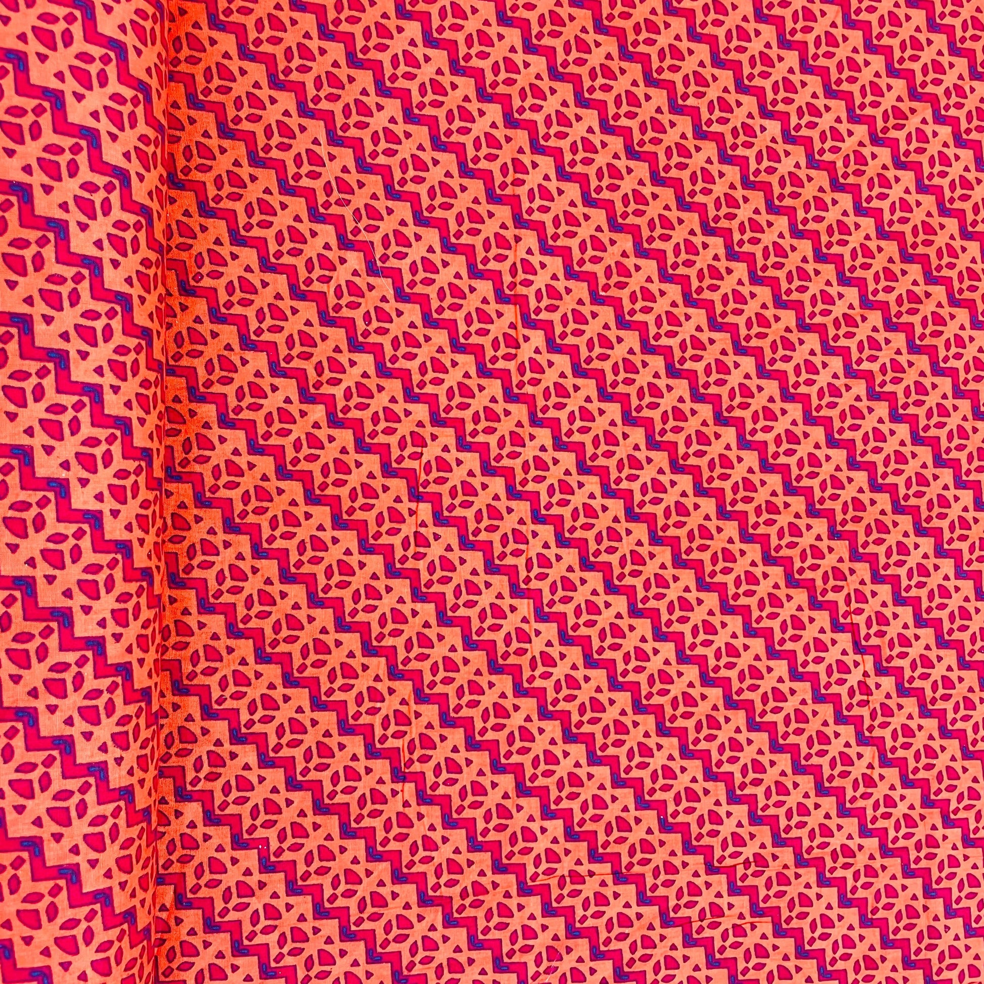 Peach Pink Handblock Print Cotton Fabric - TradeUNO
