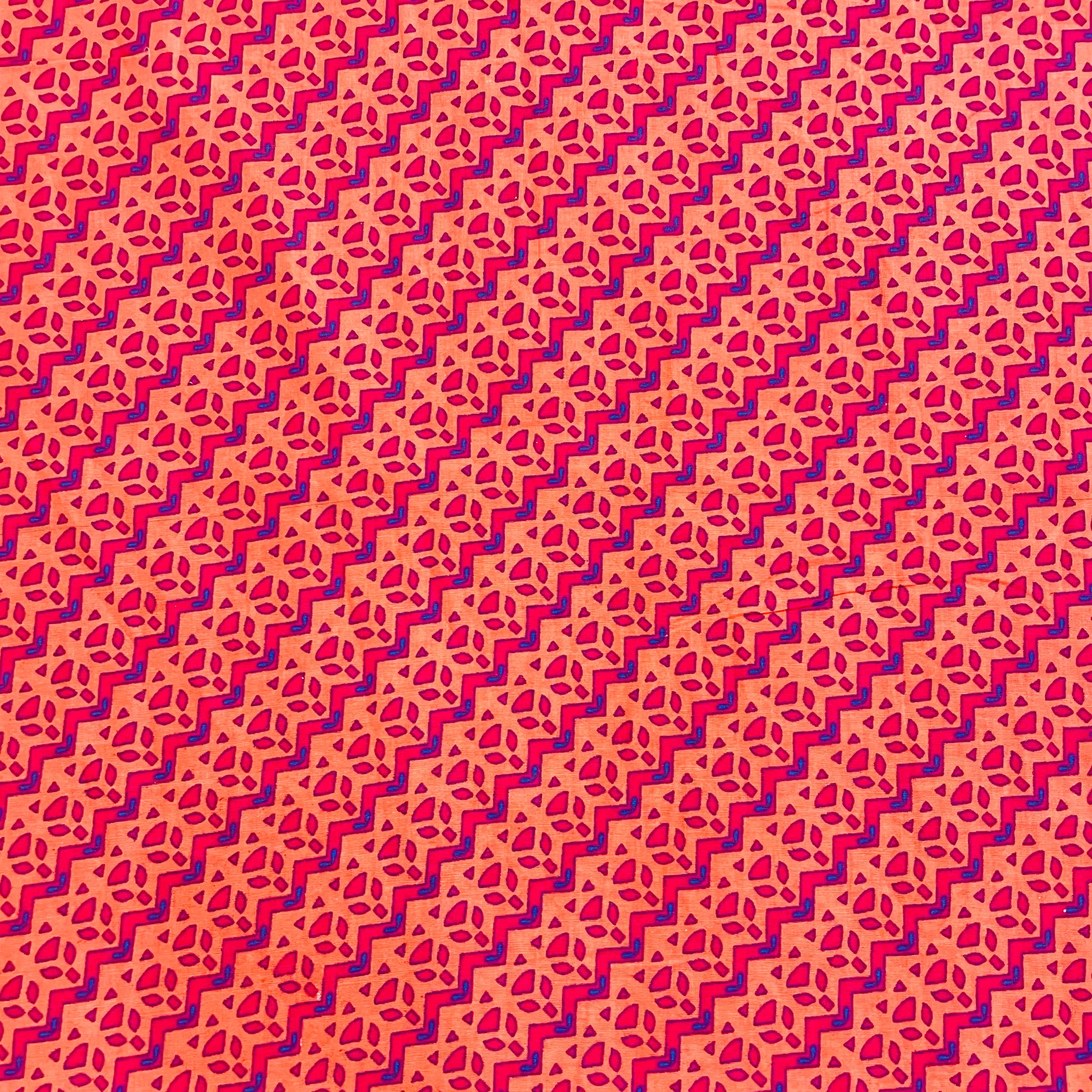 Peach Pink Handblock Print Cotton Fabric - TradeUNO