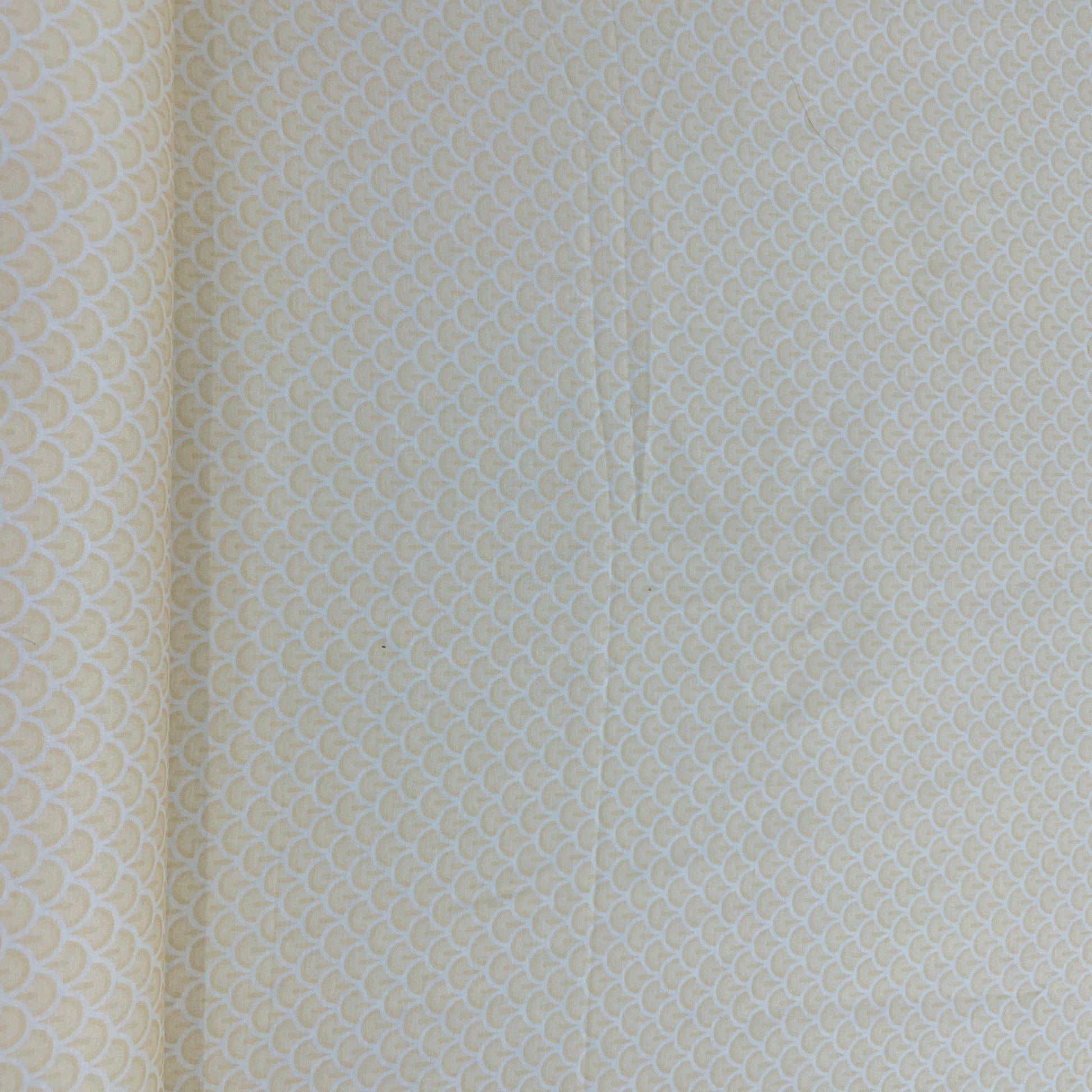 Cream Traditional Print Cotton Satin Fabric - TradeUNO