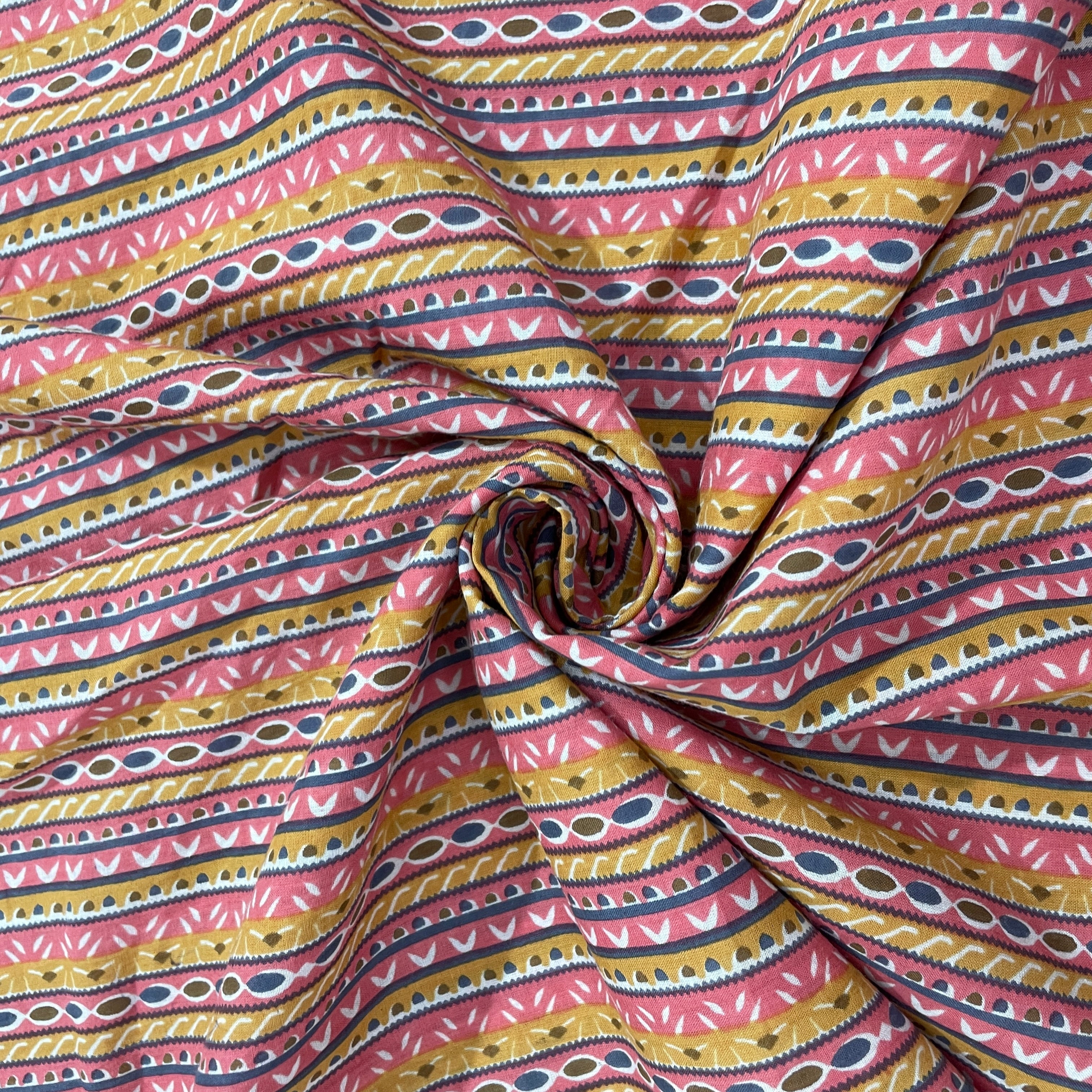 Pink Handblock Print Cotton Fabric - TradeUNO