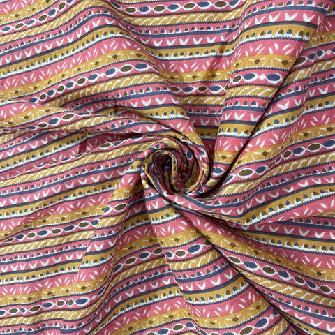 Pink Handblock Print Cotton Fabric - TradeUNO