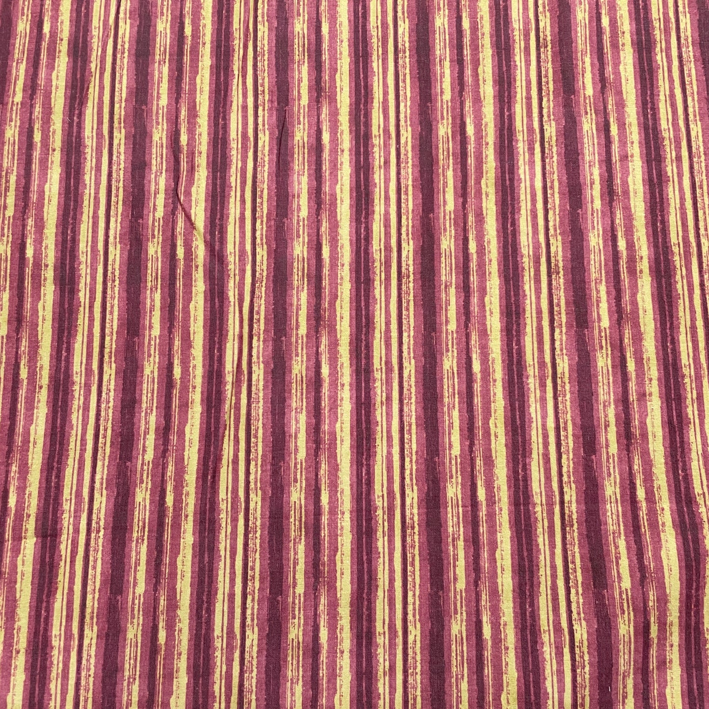 Purple & Yellow Stripe Print Cotton Satin Fabric - TradeUNO