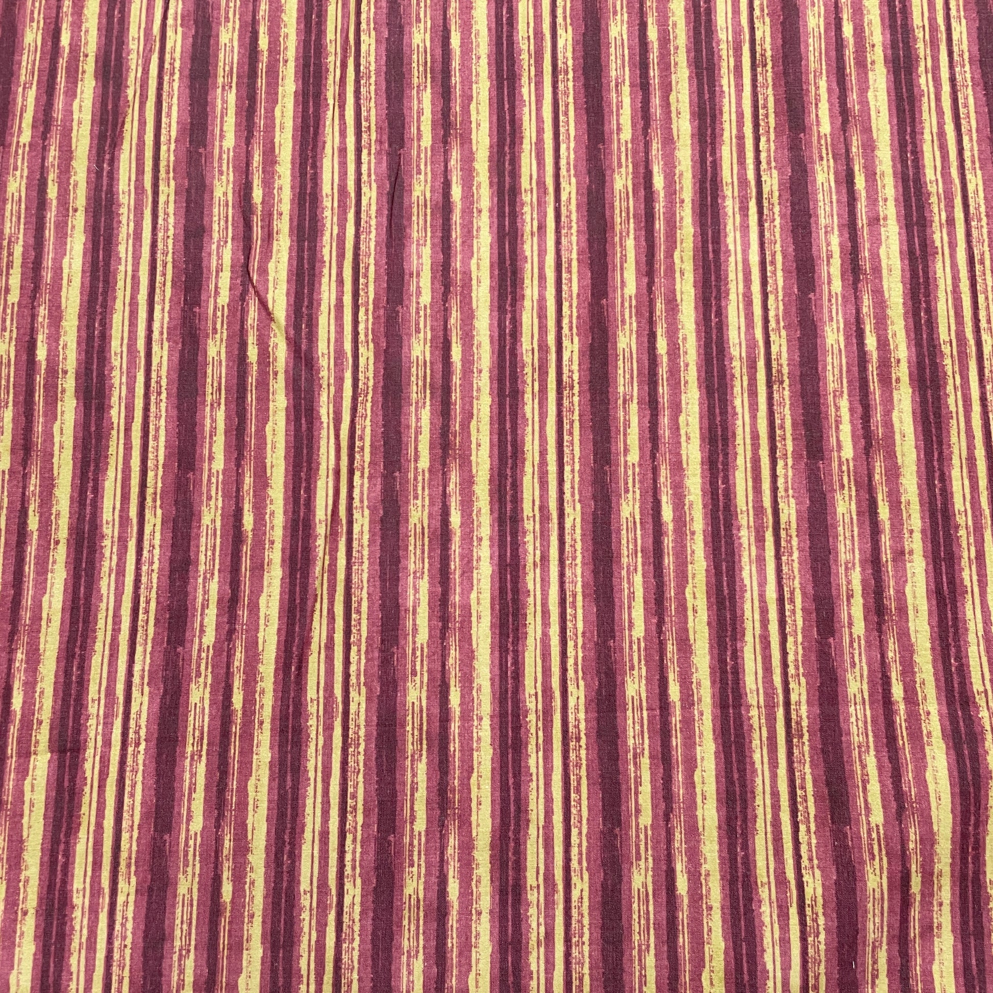 Purple & Yellow Stripe Print Cotton Satin Fabric - TradeUNO