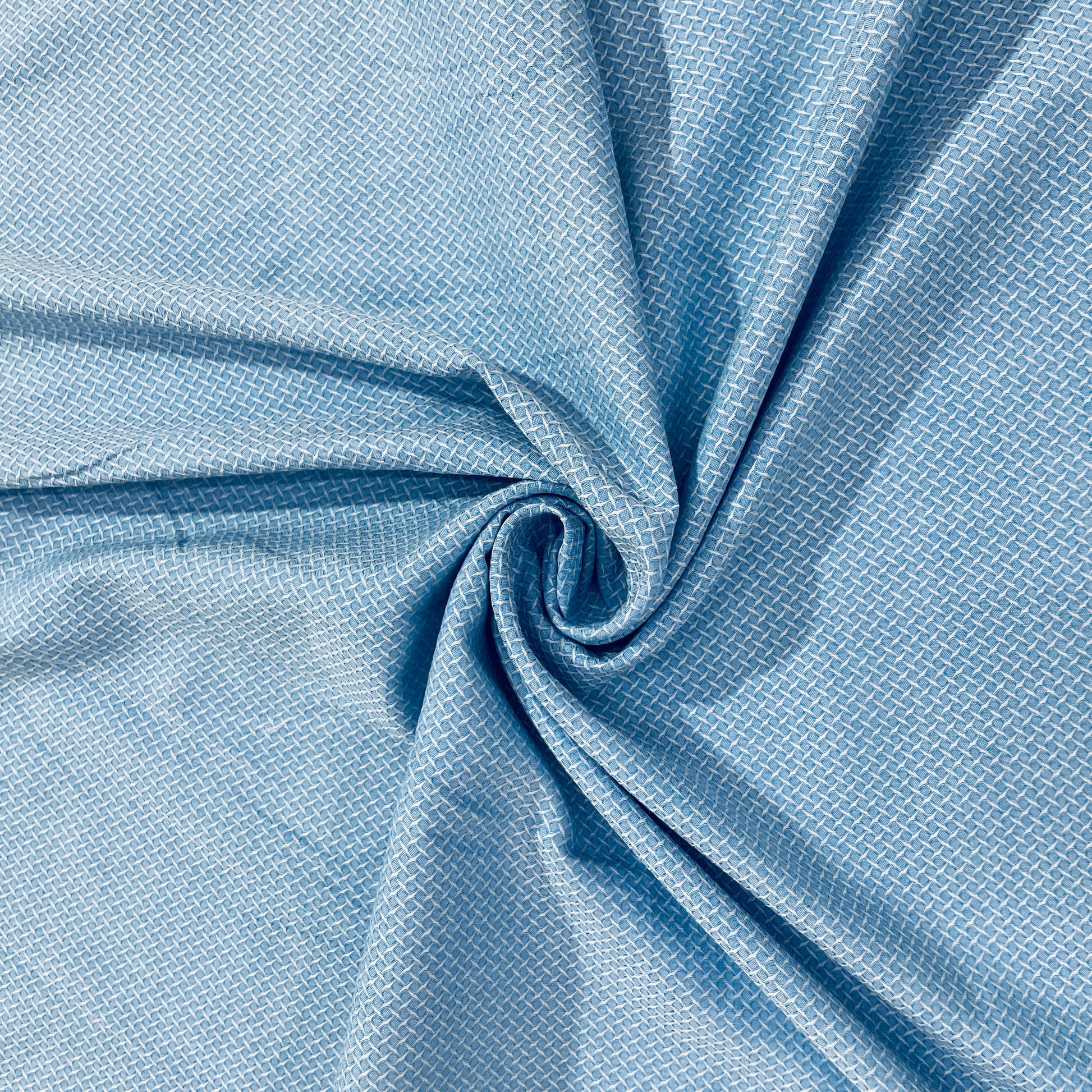 Sky Blue Solid Viscose Dobby Fabric - TradeUNO