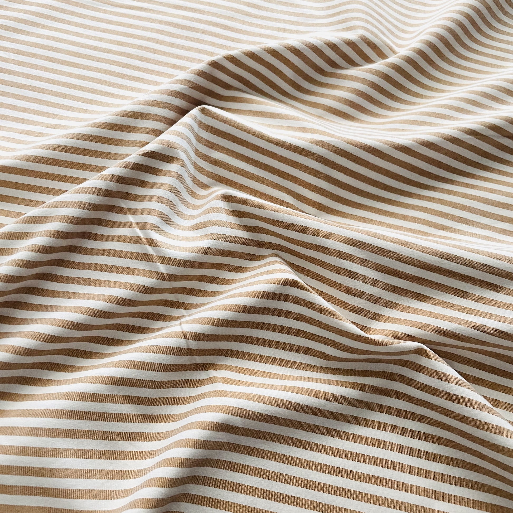 Premium Prach Pink White Stripes Print Poplin Lycra Fabric