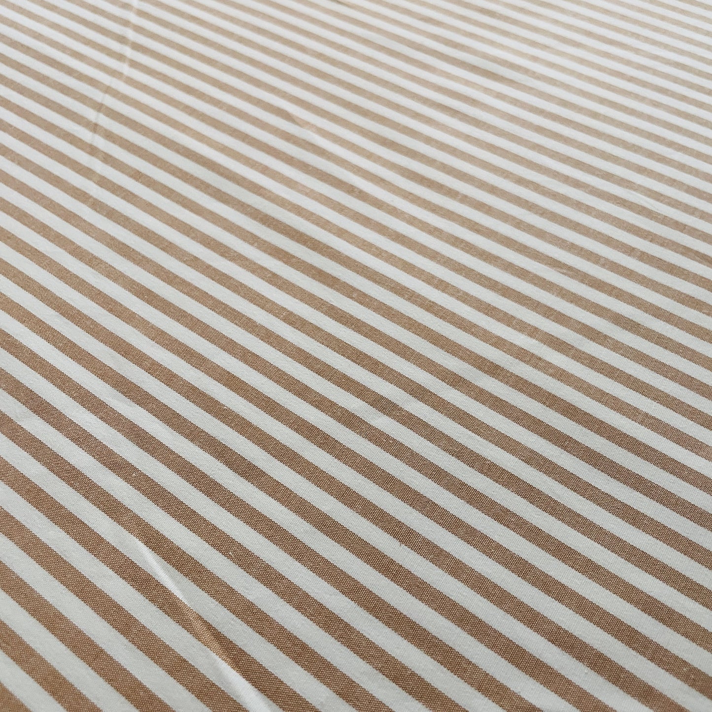 Premium Prach Pink White Stripes Print Poplin Lycra Fabric