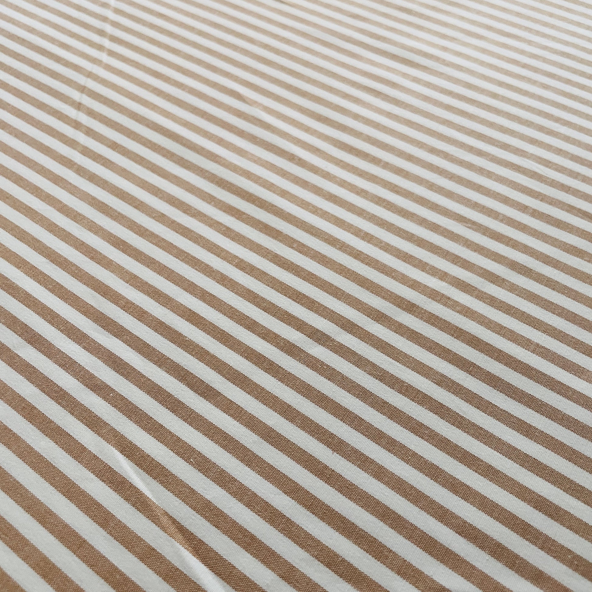 Premium Prach Pink White Stripes Print Poplin Lycra Fabric