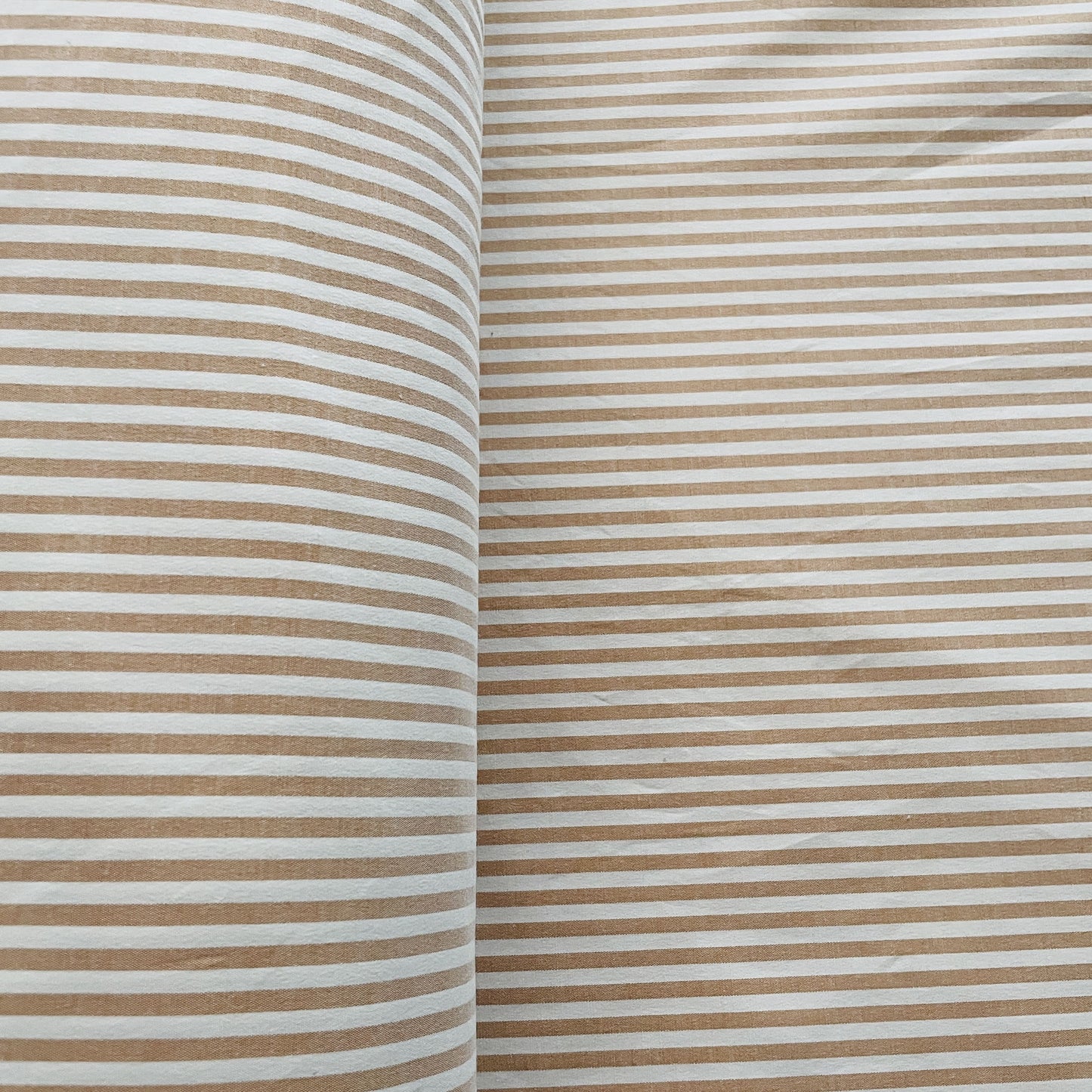 Premium Prach Pink White Stripes Print Poplin Lycra Fabric