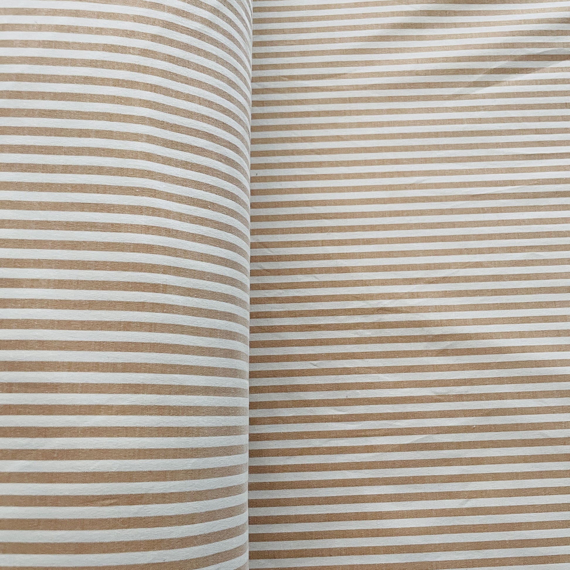 Premium Prach Pink White Stripes Print Poplin Lycra Fabric