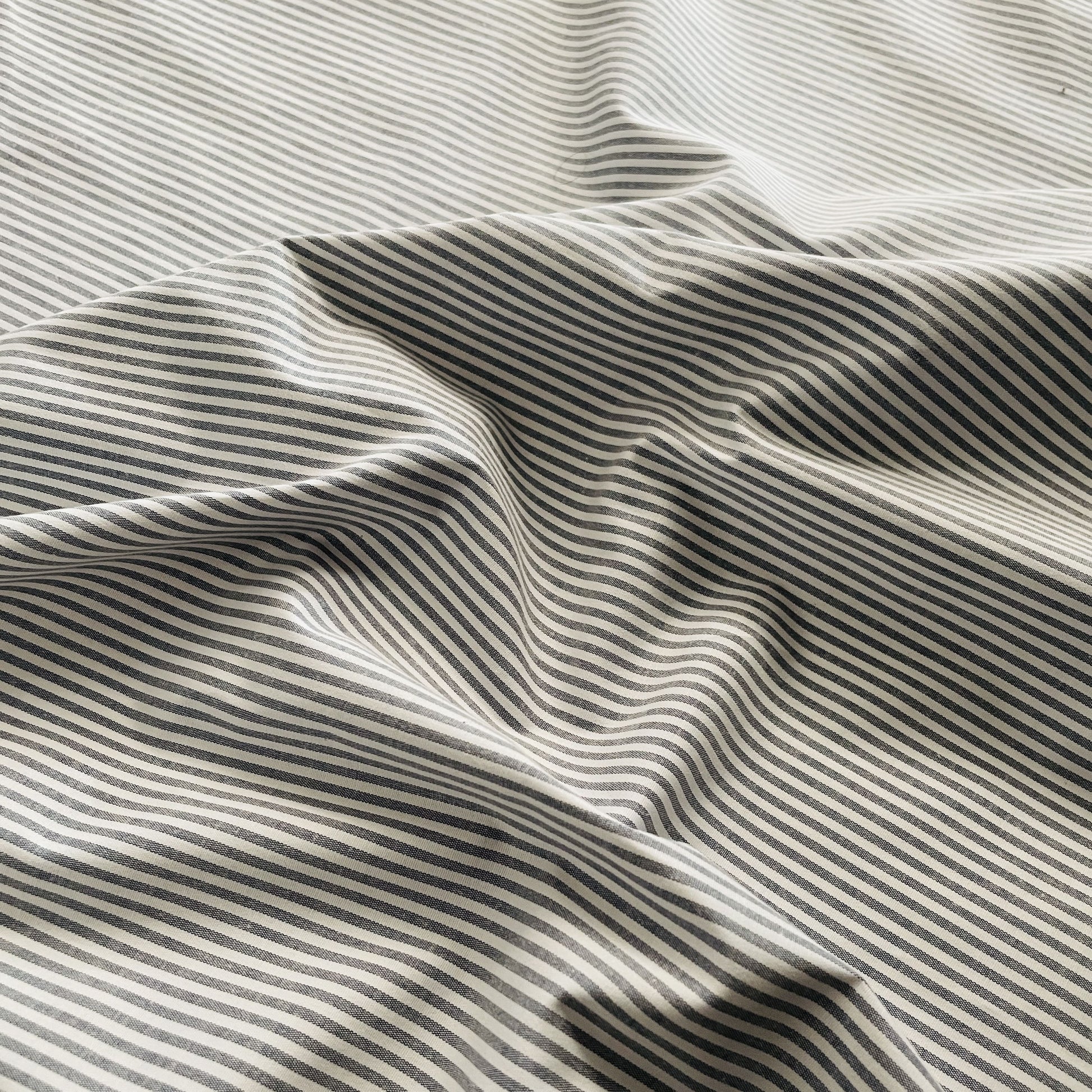 Premium Blue White Stripes Print Poplin Lycra Fabric