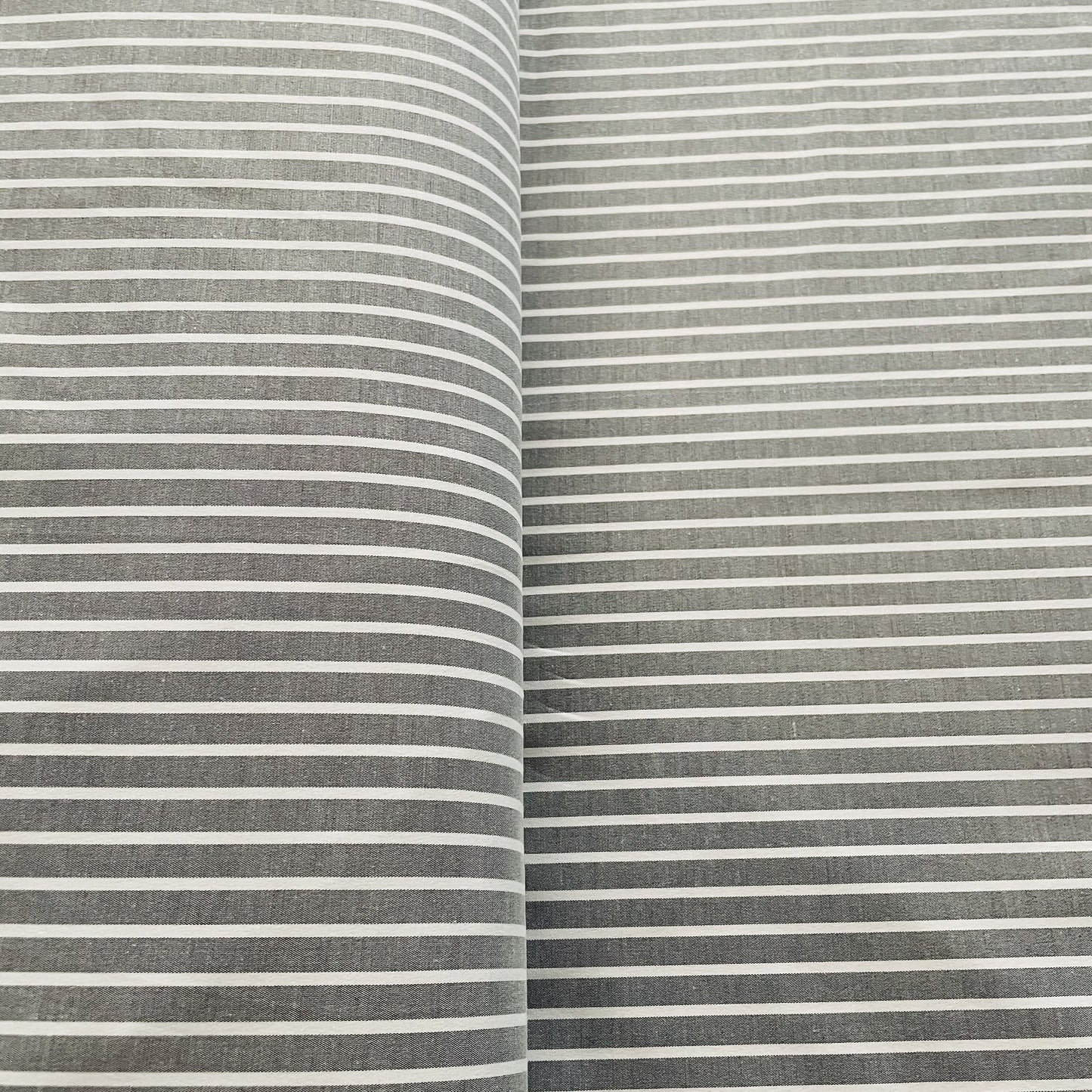 Premium Grey White Stripes Print Poplin Lycra Fabric
