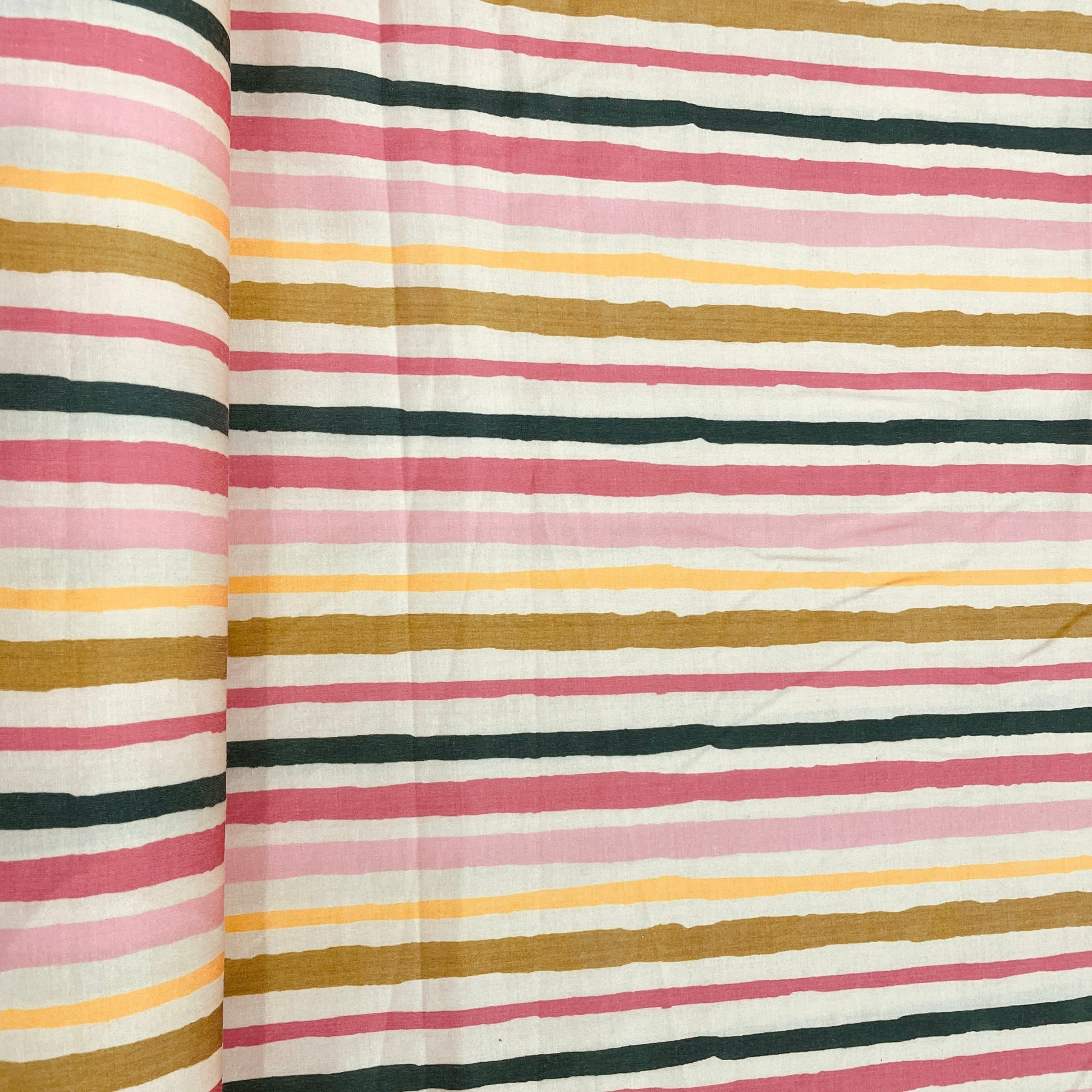 Multicolor Stripes Print Cotton Satin Fabric - TradeUNO