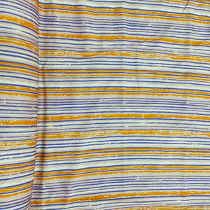 Peach Pink & Purple Stripe Print Cotton Satin Fabric - TradeUNO