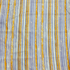 Peach Pink & Purple Stripe Print Cotton Satin Fabric - TradeUNO