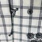 White & Black Check & Floral Sequence Thread Embroidery PF-9291 - TradeUNO