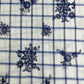 White & Purple Check & Floral Sequence Thread Embroidery Cotton Fabric - TradeUNO