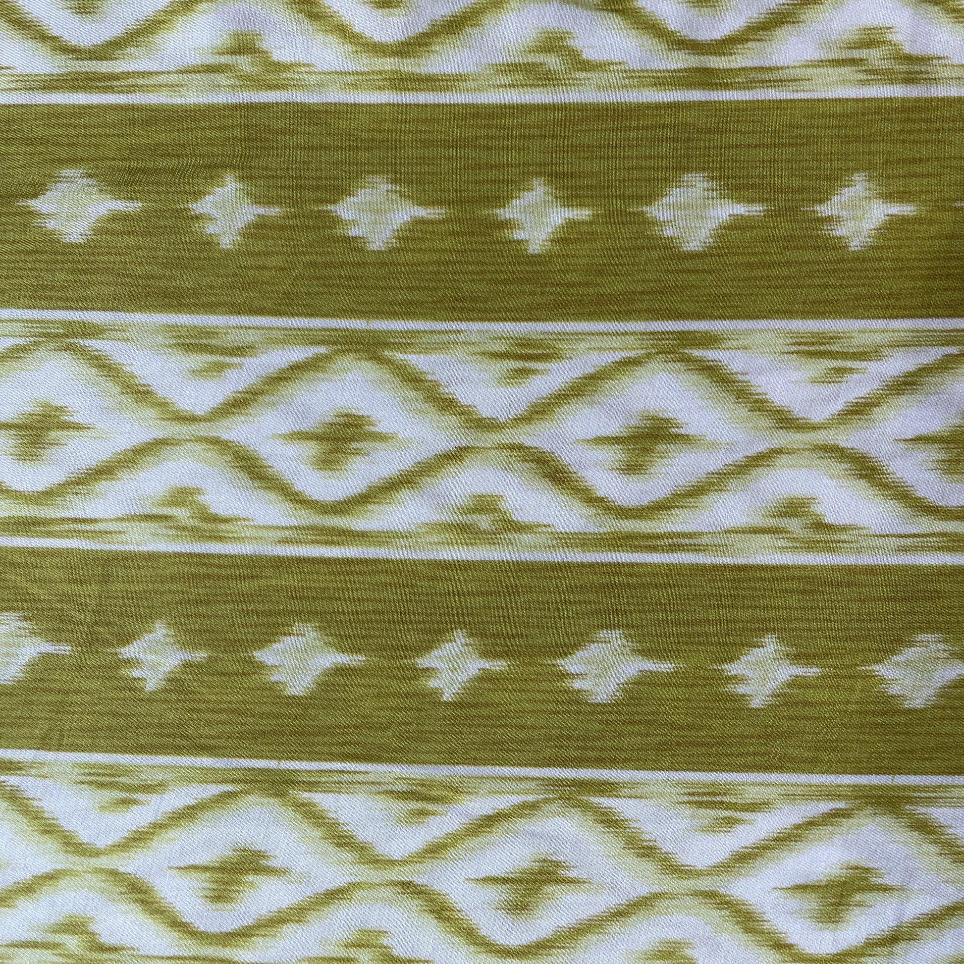 Light Green Ikkat Print Bemberg Gajji Silk Fabric 15561