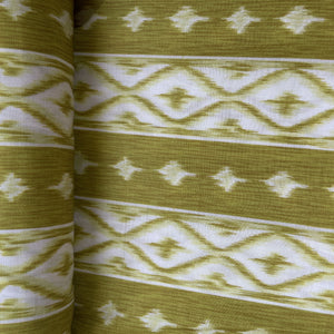 Light Green Ikkat Print Bemberg Gajji Silk Fabric 15561