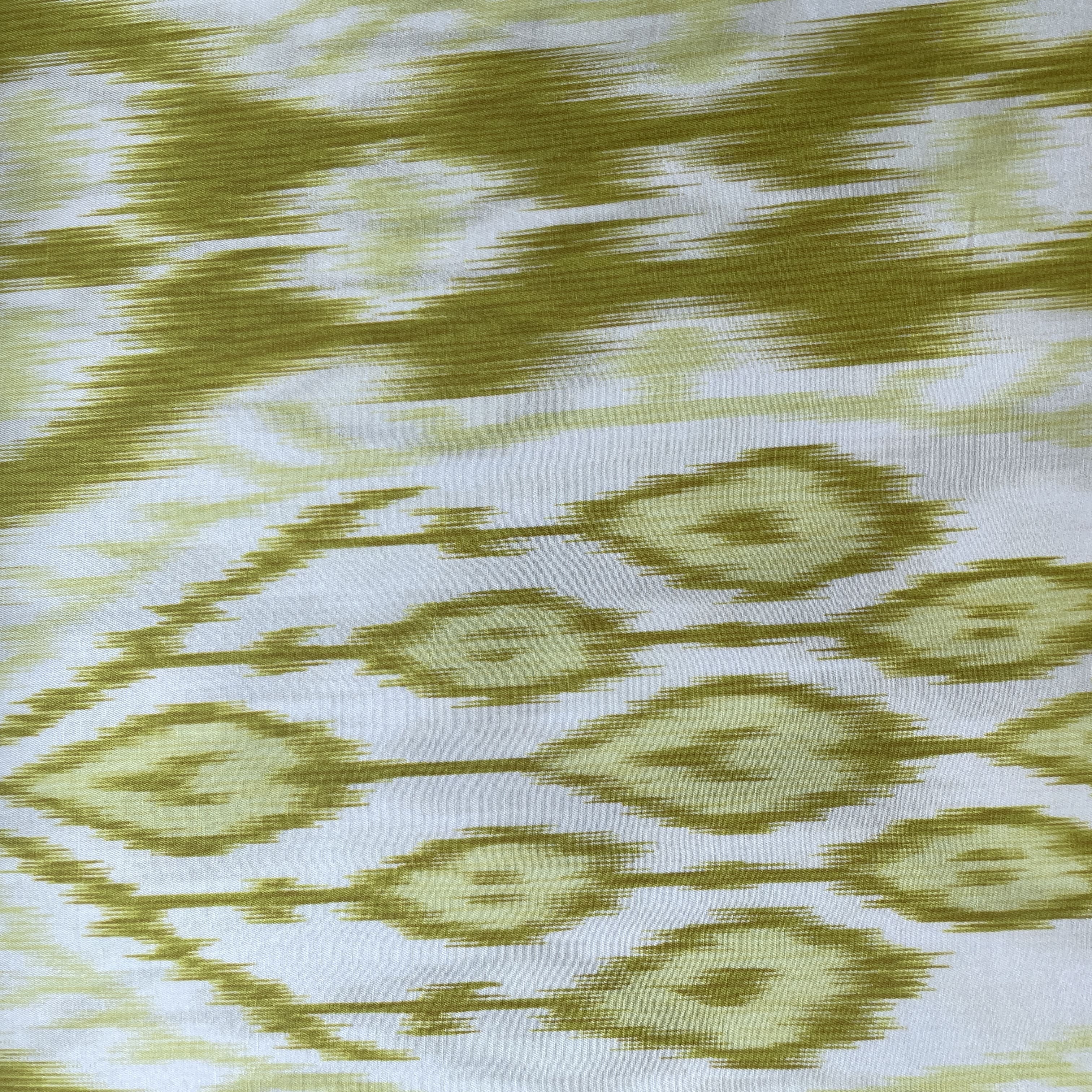 Olive Green Ikkat Print Bemberg Gajji Silk Fabric 15551