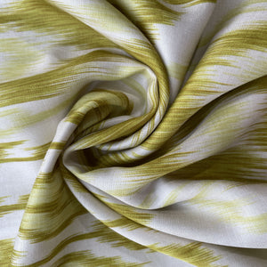Olive Green Ikkat Print Bemberg Gajji Silk Fabric 15551