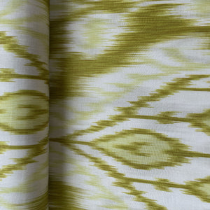 Olive Green Ikkat Print Bemberg Gajji Silk Fabric 15551