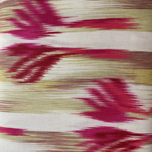 Cream Pink Ikkat Print Bemberg Gajji Silk Fabric 15552