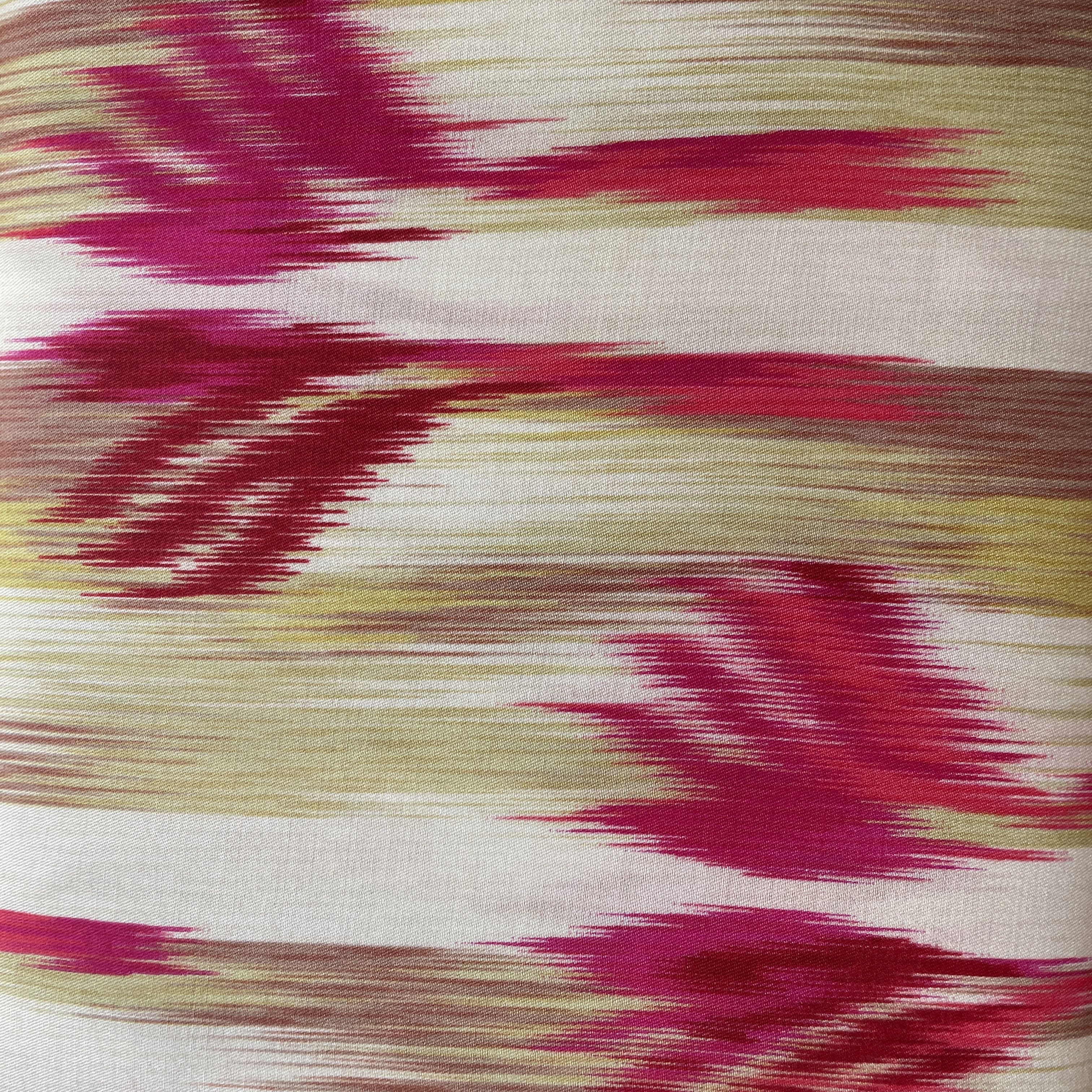 Cream Pink Ikkat Print Bemberg Gajji Silk Fabric 15552