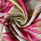 Cream Pink Ikkat Print Bemberg Gajji Silk Fabric 15552