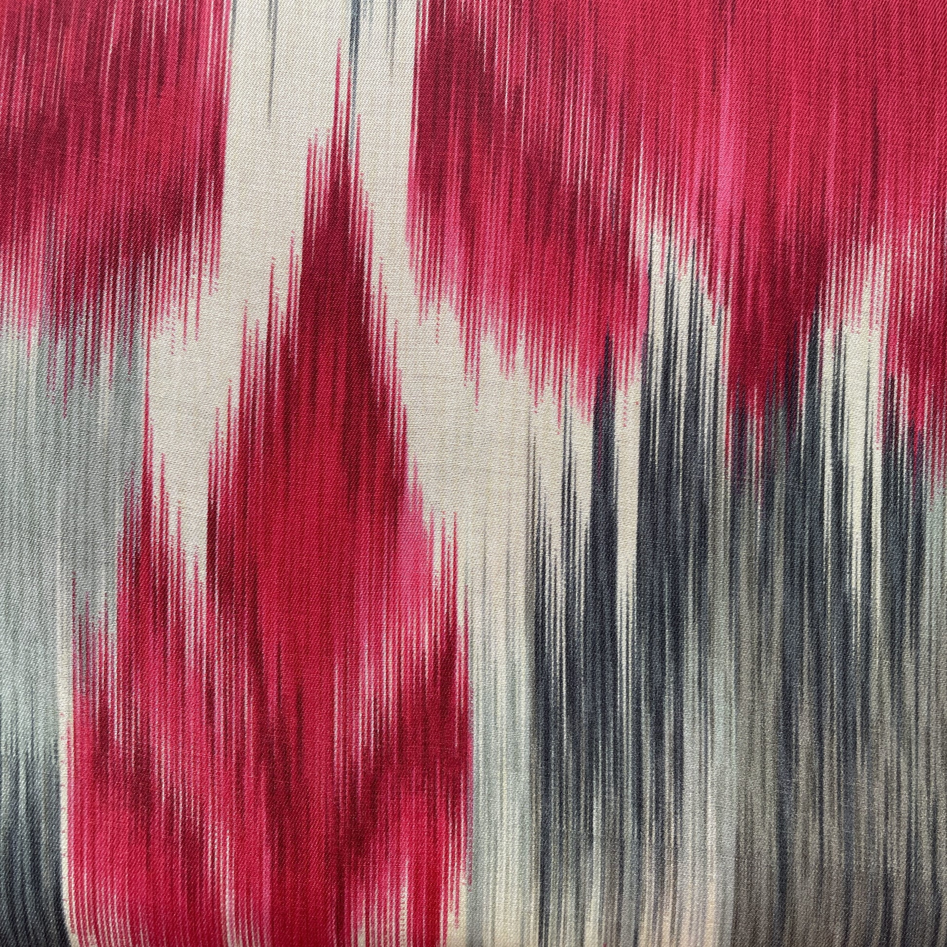 Cream Multicolor Ikkat Print Bemberg Gajji Silk Fabric 15549