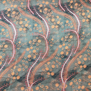 Olive Green Batik Print Modal Satin Fabric 20840