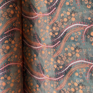 Olive Green Batik Print Modal Satin Fabric 20840