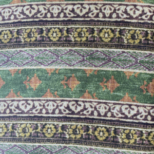 Green Stripes Floral Print Bemberg Gajji Silk Fabric 15581