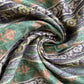 Green Stripes Floral Print Bemberg Gajji Silk Fabric 15581
