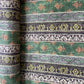 Green Stripes Floral Print Bemberg Gajji Silk Fabric 15581