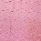 Premium Pink Floral Leaves Embroidery Cotton Schiffli Fabric