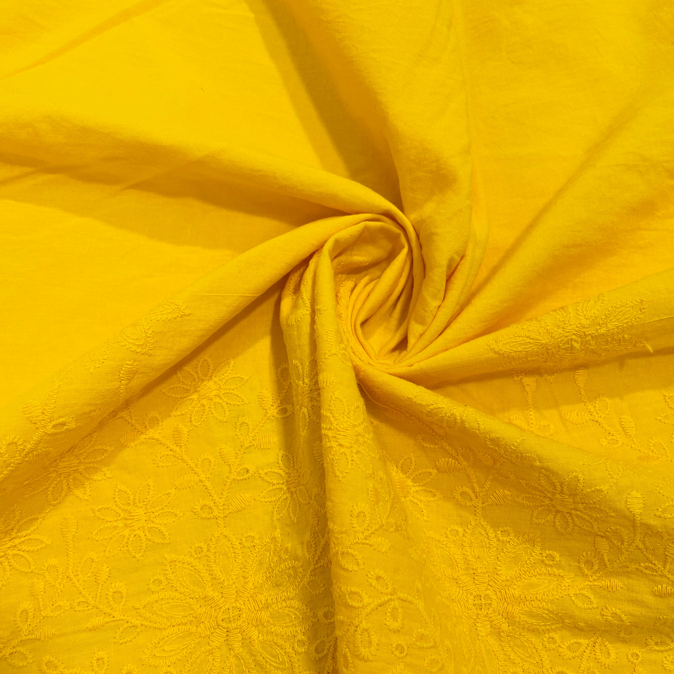 Yellow Floral Embroidery Cotton Fabric TradeUNO Fabrics