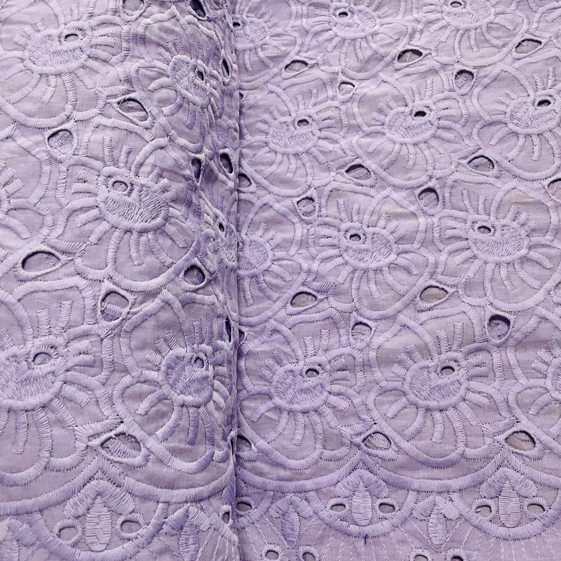 Premium Purple Abstract Flower Embroidery Cotton Schiffli Fabric