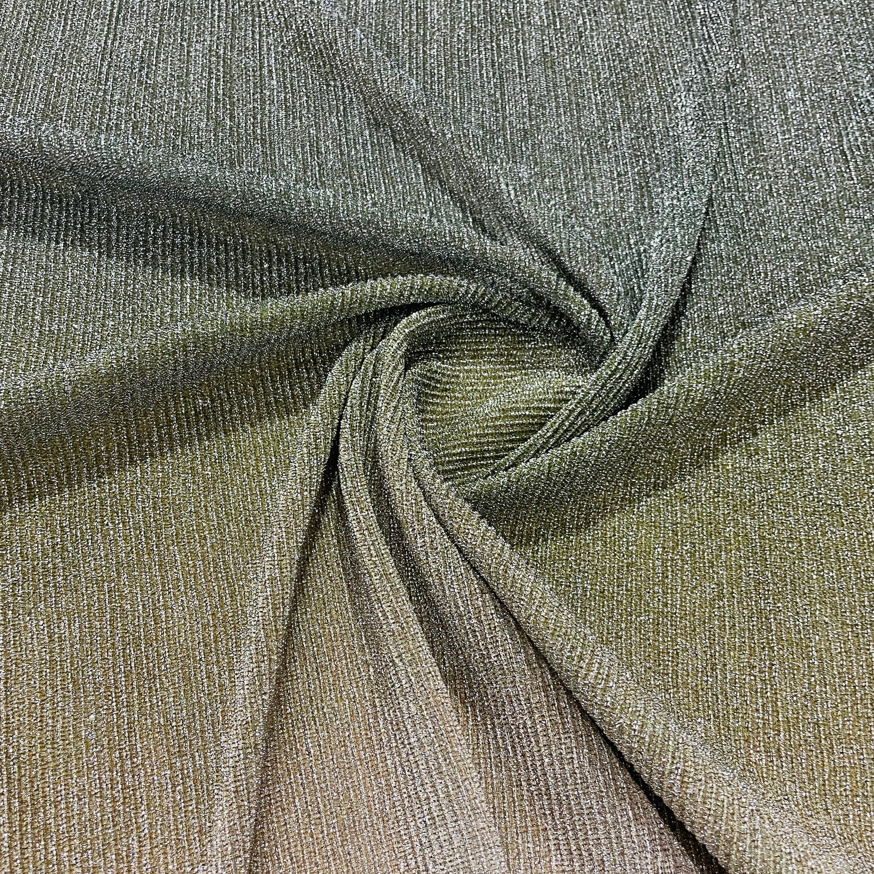 Green & Grey Ombre Shimmer Knitted Lycra Fabric - TradeUNO