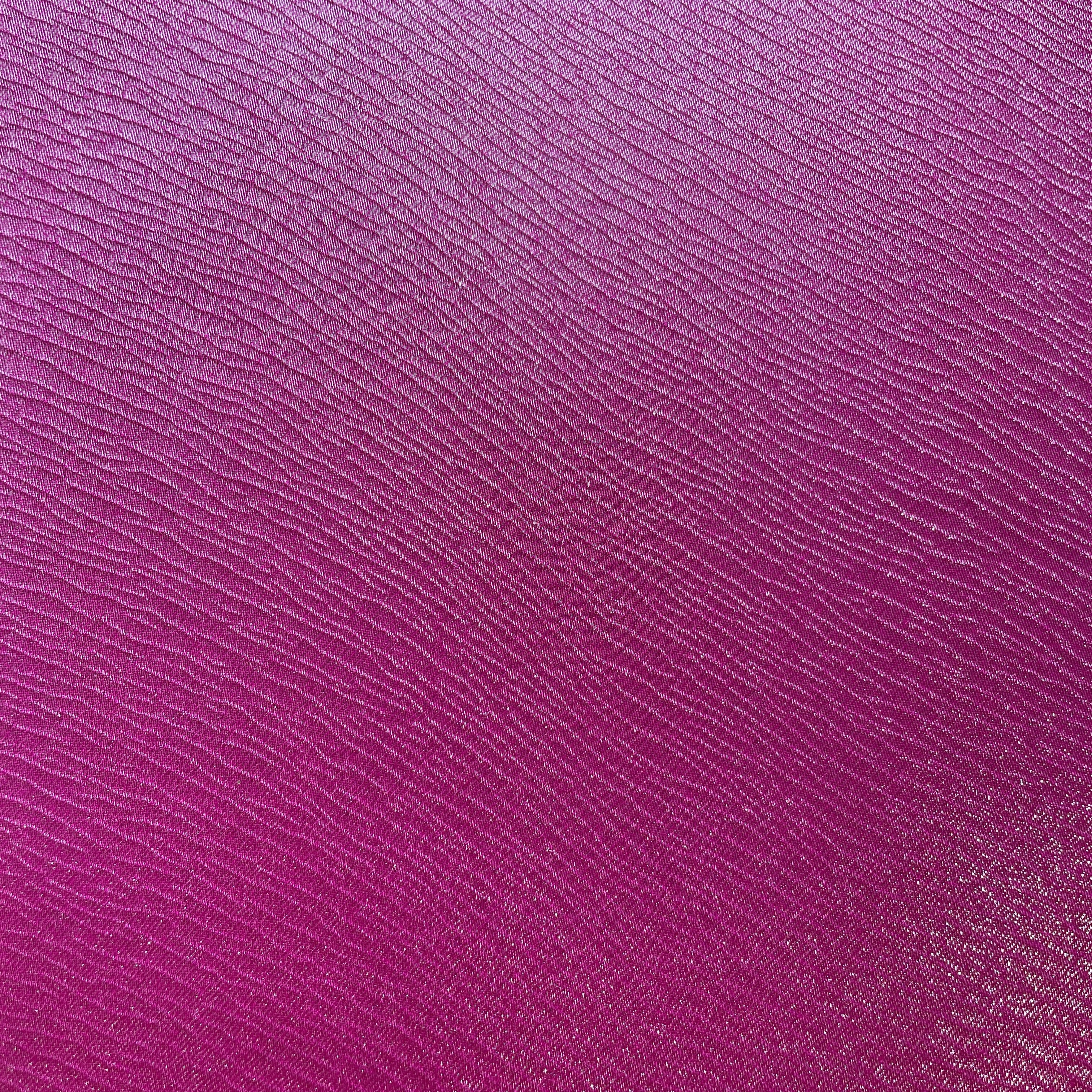 Magenta Pink Solid Silver Shimmer Geogrette Satin Fabric 11434