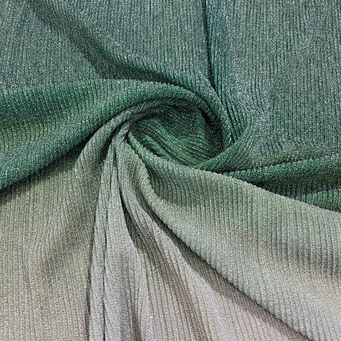 Dark Green & Grey Ombre Shimmer Knitted Lycra Fabric - TradeUNO