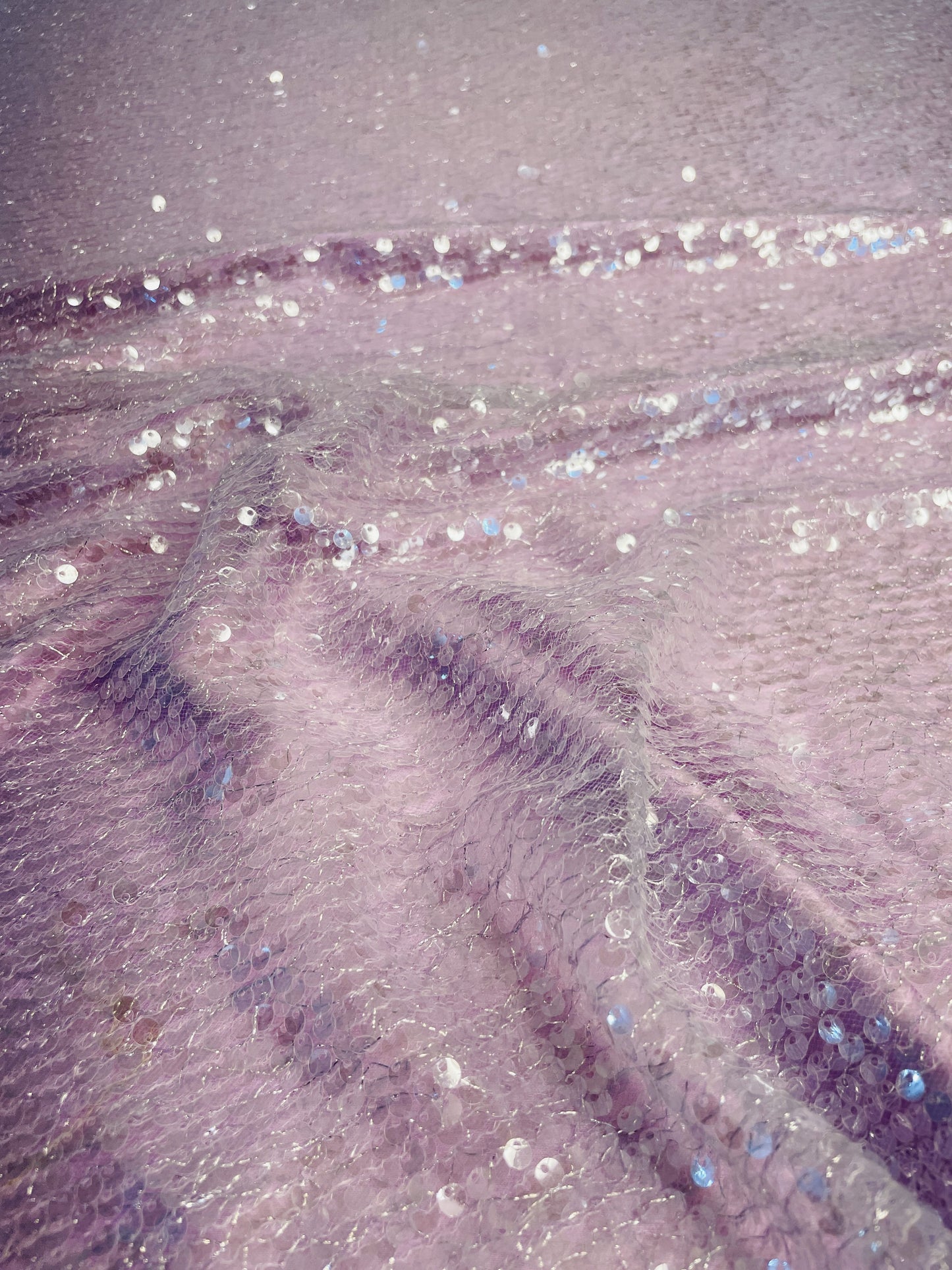 Premium Lilac Purple Imported Lurex Sequins Net Fabric