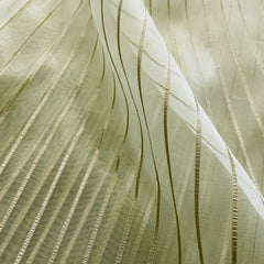 Premium Olive Green Gold Stripes Organza Zari Fabric