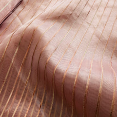 Premium Pink Gold Stripes Organza Zari Fabric