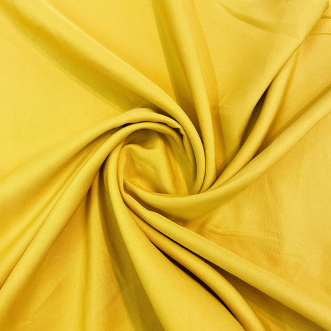 Exclusive Mustard Yellow Solid Malai Crepe Fabric