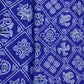 Dark Blue Traditional Print Georgette Satin Fabric - TradeUNO