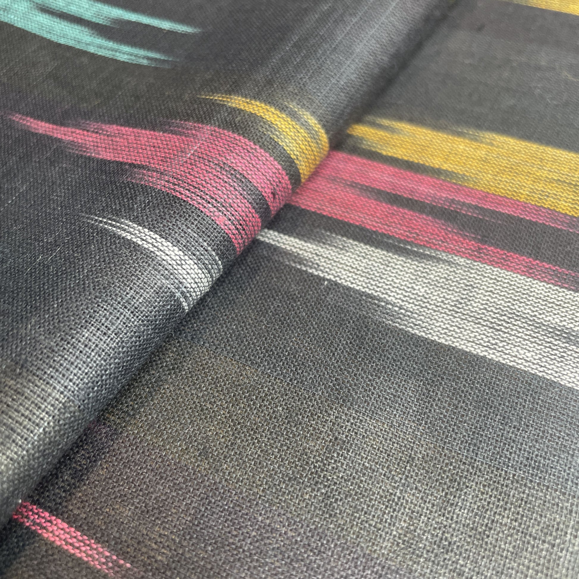 Premium Black Multicolor Ikkat Print Cotton Fabric