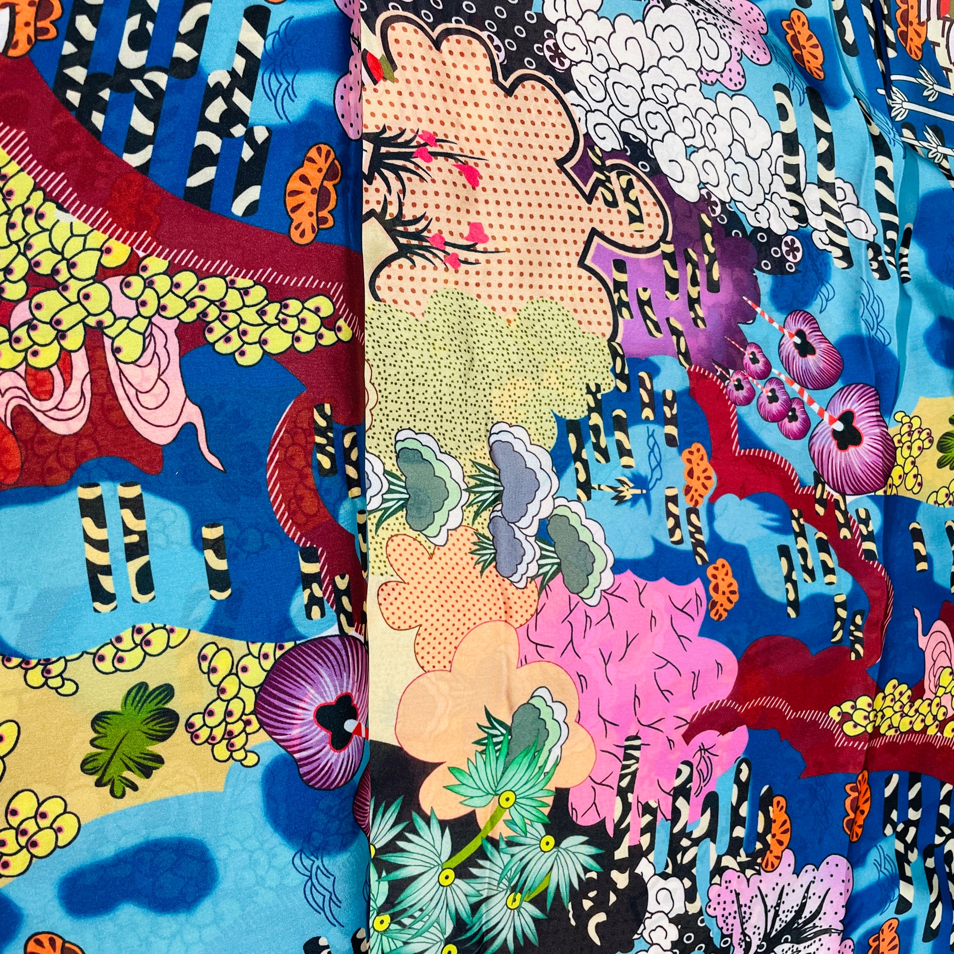 Multicolor Traditional Print Georgette Satin Fabric - TradeUNO