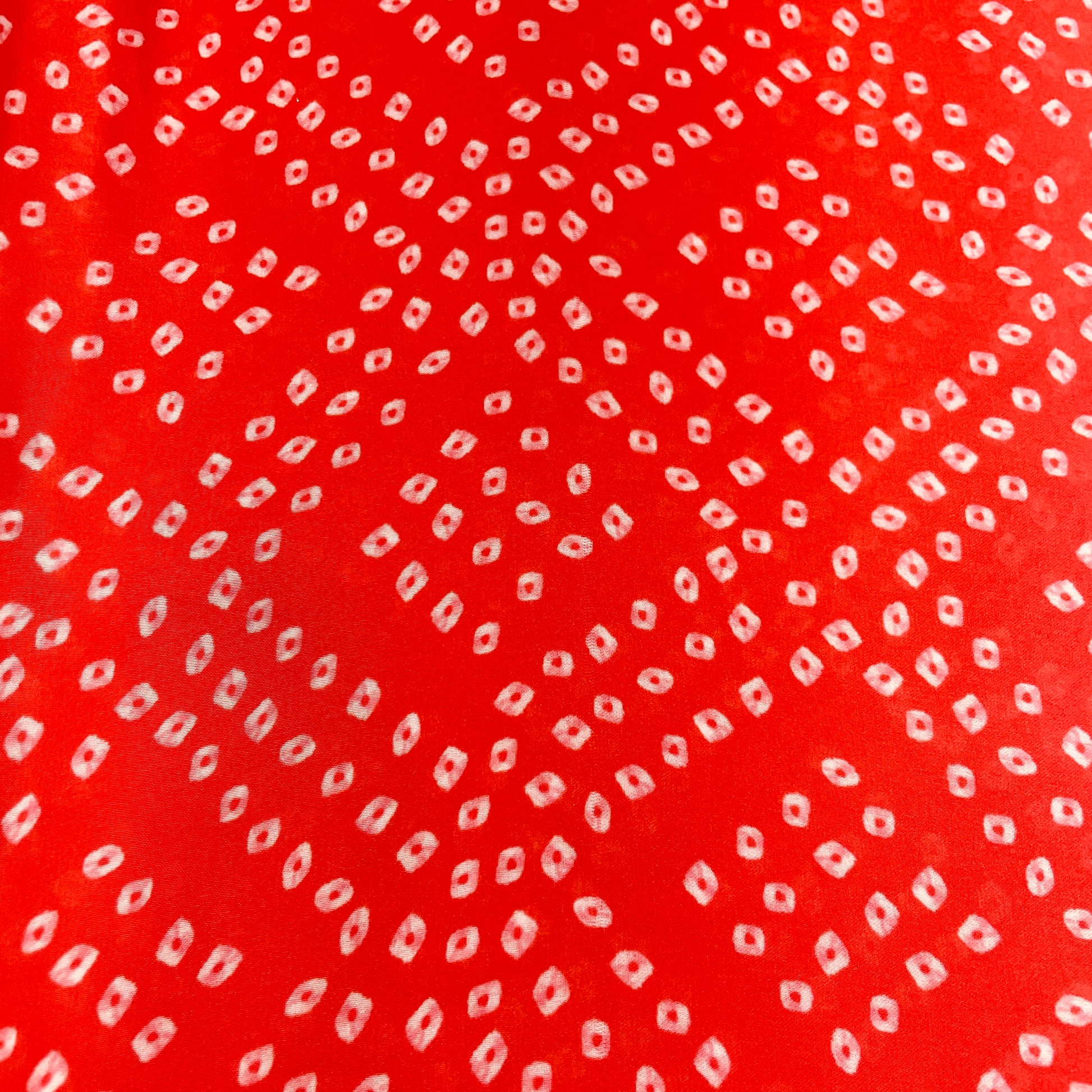 Red Bandhani Print Georgette Satin Fabric - TradeUNO